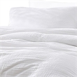 Benjara Uvi 3 Piece King Comforter Set- Cotton- Natural Crinkled Texture- White