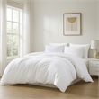 Benjara Uvi 3 Piece King Comforter Set- Cotton- Natural Crinkled Texture- White