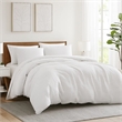 Benjara Uvi 3 Piece King Comforter Set- Cotton- Natural Crinkled Texture- White