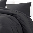Benjara Uvi 3 Piece Queen Comforter Set- Cotton- Natural Crinkled Texture- Black