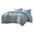 Benjara Uvi 3 Piece Queen Comforter Set- Cotton- Natural Crinkled Texture- Blue