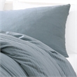 Benjara Uvi 3 Piece Queen Comforter Set- Cotton- Natural Crinkled Texture- Blue