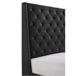 Benjara Toer Queen Size Bed- Tall Wingback Headboard- Black Velvet Upholstery