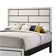Benjara Asir Full Size Bed- Geometric Panel Headboard- Modern White Wood Finish
