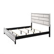 Benjara Asir King Size Bed- Geometric Panel Headboard- Modern White Wood Finish