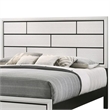 Benjara Asir King Size Bed- Geometric Panel Headboard- Modern White Wood Finish