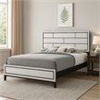 Benjara Asir King Size Bed- Geometric Panel Headboard- Modern White Wood Finish