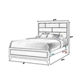 Benjara Asir Queen Size Bed- Geometric Panel Headboard- Modern White Wood Finish