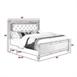 Benjara Reff Queen Size Bed- Button Tufted Gray Fabric Upholstery- Modern Wood