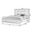 Benjara Asir King Size Bed- Geometric Panel Headboard- Modern Gray Wood Finish