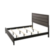 Benjara Asir King Size Bed- Geometric Panel Headboard- Modern Gray Wood Finish
