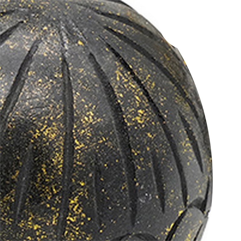 Benjara Set of 3 Decorative Tabletop Round Balls-Carved Mango Wood-Black-Yellow