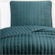 Benjara Elia Twin Contemporary Quilt Coverlet Set w/ Crinkle Texture- Teal Green