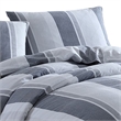 Benjara Kia 2 Piece Twin Comforter Set- Yarn Dyed Cotton- Gray Vertical Stripes