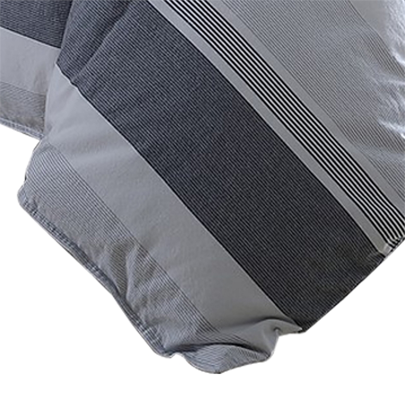 Benjara Kia 2 Piece Twin Comforter Set- Yarn Dyed Cotton- Gray Vertical Stripes