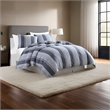 Benjara Kia 2 Piece Twin Comforter Set- Yarn Dyed Cotton- Gray Vertical Stripes