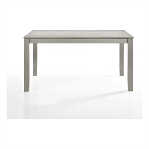 Benjara Pane 59&quot Rectangular Wood Dining Table- Smooth Gray- Tall Block Legs
