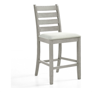 Benjara Pane 25&quot Set of 2 Counter Height Dining Chairs- Ladderback- Gray Wood