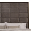 Benjara Hena Queen Bed-Grid Tufted Upholstered Tall Panel Headboard-Taupe-Gold