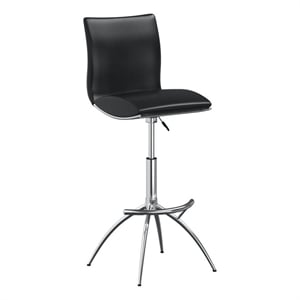 Benjara Deko 26-31&quot Adjustable Height Barstool Chair (Set of 2)- Chrome/Black