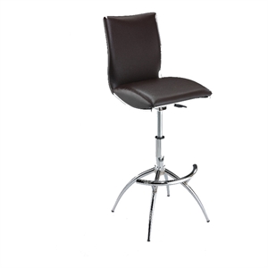 Benjara Deko 26-31&quot Adjustable Height Barstool Chair (Set of 2)- Chrome/Brown
