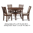 Benjara Aine 5 PC Round Dining Table- Chair Set- Cherry Brown Wood- Fabric Seat