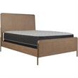 Benjara Sea Wood King Size Bed with Woven Cane Design-Open Panel-4 Slats-Brown