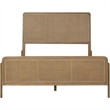 Benjara Sea Wood King Size Bed with Woven Cane Design-Open Panel-4 Slats-Brown