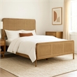 Benjara Sea Wood King Size Bed with Woven Cane Design-Open Panel-4 Slats-Brown