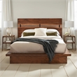 Benjara Zeko Queen Size Platform Plinth Bed with Natural Edge- Walnut Brown Wood