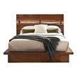 Benjara Zeko Queen Size Platform Plinth Bed with Natural Edge- Walnut Brown Wood