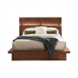 Benjara Zeko Queen Size Platform Plinth Bed with Natural Edge- Walnut Brown Wood