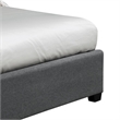 Benjara Bima Queen Size Bed- Scalloped- Nailhead Trim- Gray Fabric Upholstered