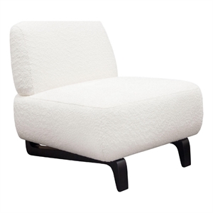 Benjara Ikka 30&quot Padded Armless Chair- Crisp White Faux Sheepskin Upholstery