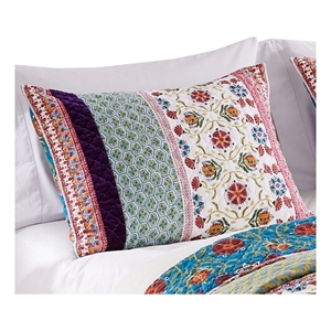 Benjara 36&quot Quilted King Pillow Sham- Cotton Fill- Medallion Print-Multicolor