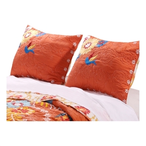 Benjara 36&quot Quilted King Pillow Sham- Cotton Rich Fill-Multicolor Embroidery