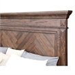 Benjara Marv Queen Size Bed- Parquet Pattern in Brushed Brown Wood