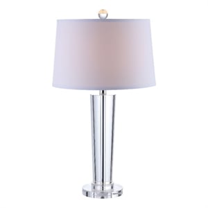 Benjara 27&quot Table Lamp with Glass Stand- Empire Shade- Metal- Clear Finish