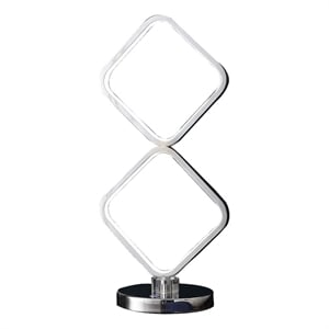 Benjara 22&quot Table Lamp- Square LED Light- Modern Accent Metal Base- Chrome