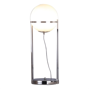 Benjara Jim 22&quot Table Lamp- LED Light- Metal Body- Modern Globe Shade- Silver