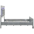 Benjara Lee Full Size Bed- LED- Tufted Faux Leather Upholstery- Textured Silver