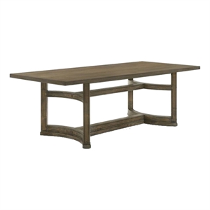 Benjara Stacy 88&quot Dining Table- Rectangular Top- Rubberwood- Weathered Oak