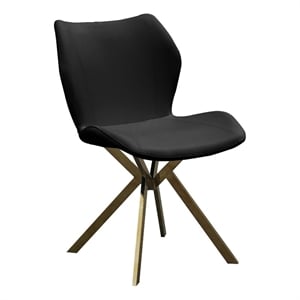 Benjara Anne 20&quot Dining Chair- Set of 4- Vegan Faux Leather- Gold Legs- Black