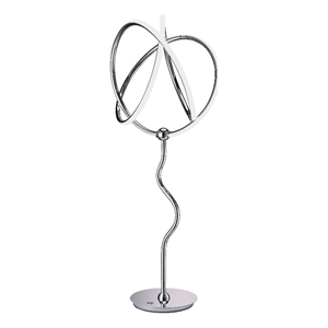 Benjara Salt 33&quot Table Lamp- Accent Twisted Design- LED Light- Chrome Metal