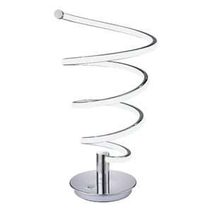 Benjara Sun 20&quot Table Lamp- Accent Twisted Modern Design- LED Light Chrome Base