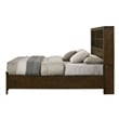 Benjara Maryl Queen Bed with Bookcase Headboard- Solid Wood- Oak Brown Finish