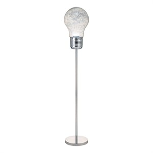 Benjara Zoom 66&quot Floor Lamp- Globe Glass Shade in a Bulb Design- Silver