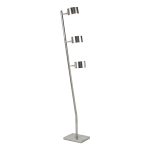 Benjara 60&quot Floor Lamp- 3 Drum Metal Shades- Modern Style- Silver Frame