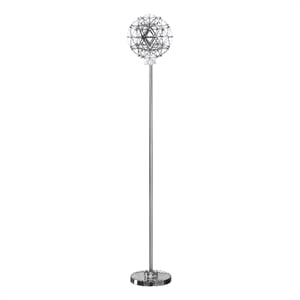 Benjara Cue 72&quot Floor Lamp- Globe Shade- Nickel Metal Frame- Round Base