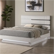 Benjara Peis King Size Bed- LED- Crystal Accents- Modern Design- Glossy White
